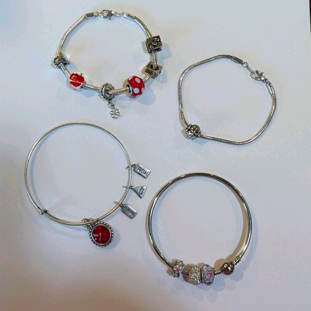 4 assorted charm bracelets